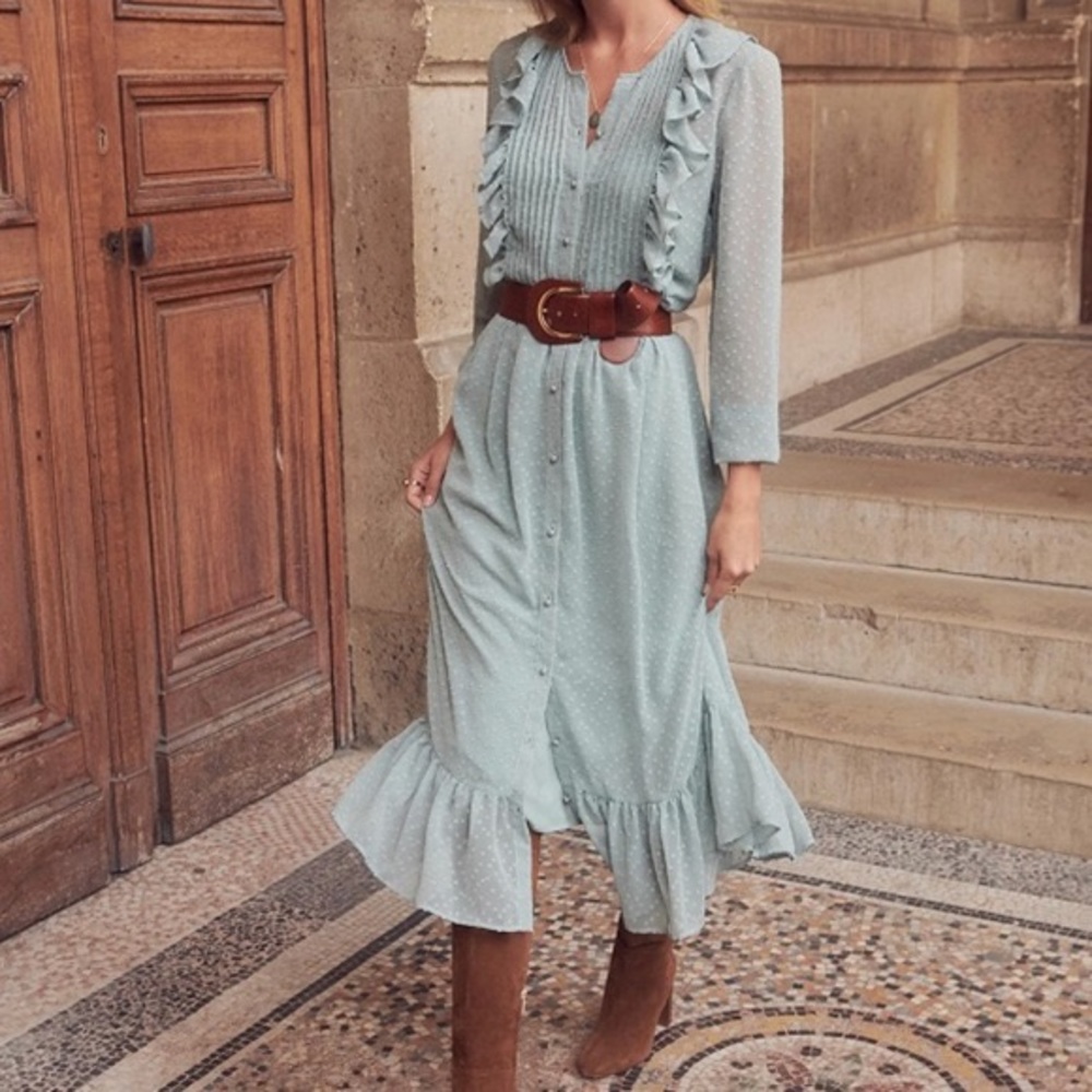 NWT Sézane Cora dress - celadon - 10 - Picture 3 of 3